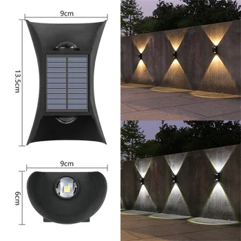 1 BUC Solare Alimentat Lumini de Perete ABS Externe Lampa Solara cu Acumulator Montat pe Perete Lampă Alb Cald Alb Rece Selectabile lumina Reflectoarelor