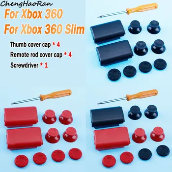 1 Set Negru sau Roșu Capacul Acumulatorului Shell+ 4 Analog Stick de Degetul mare+4 Thumbstick Grip Capac Pentru Xbox 360 /slim Wireless Controller
