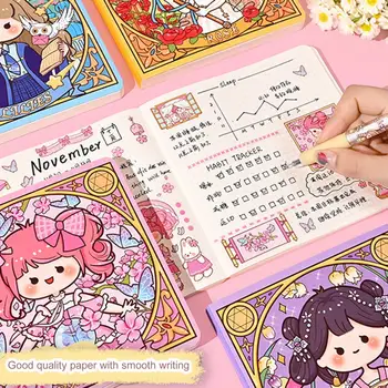 1 Set de Notebook-uri cu Autocolante Marcaje Metri Fata de Flori Desene animate de Mână Cartea Scoala de Arte Rechizite Elevii Cadouri pentru Copii