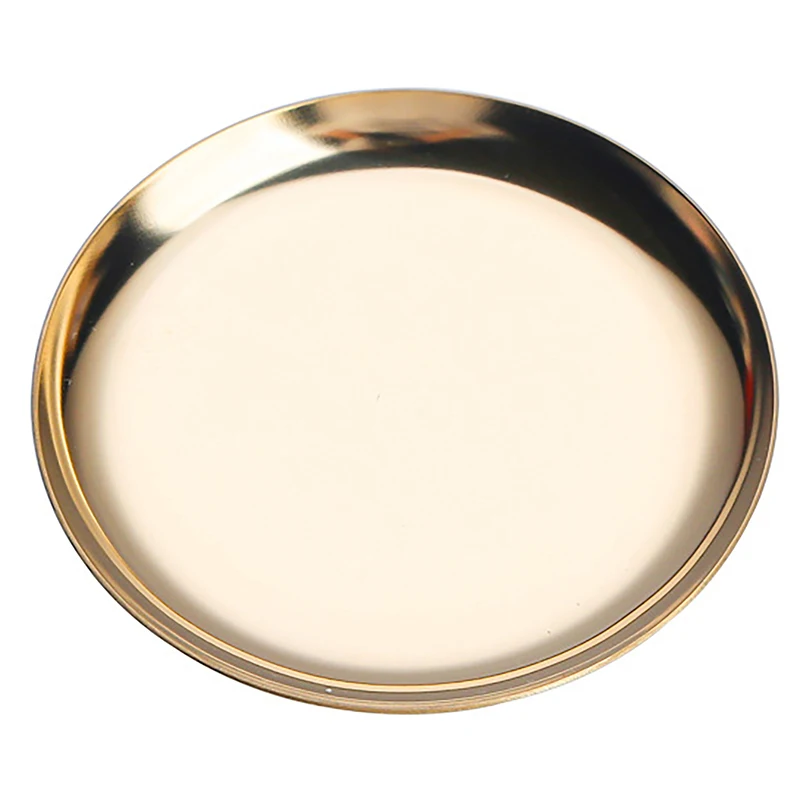 1 buc Oțel Inoxidabil Rotunde Tava de Stocare Desktop Cosmetice Bijuterii de Stocare Tavă Tavă de Metal Ornament de Servire Decorative Tava - 2