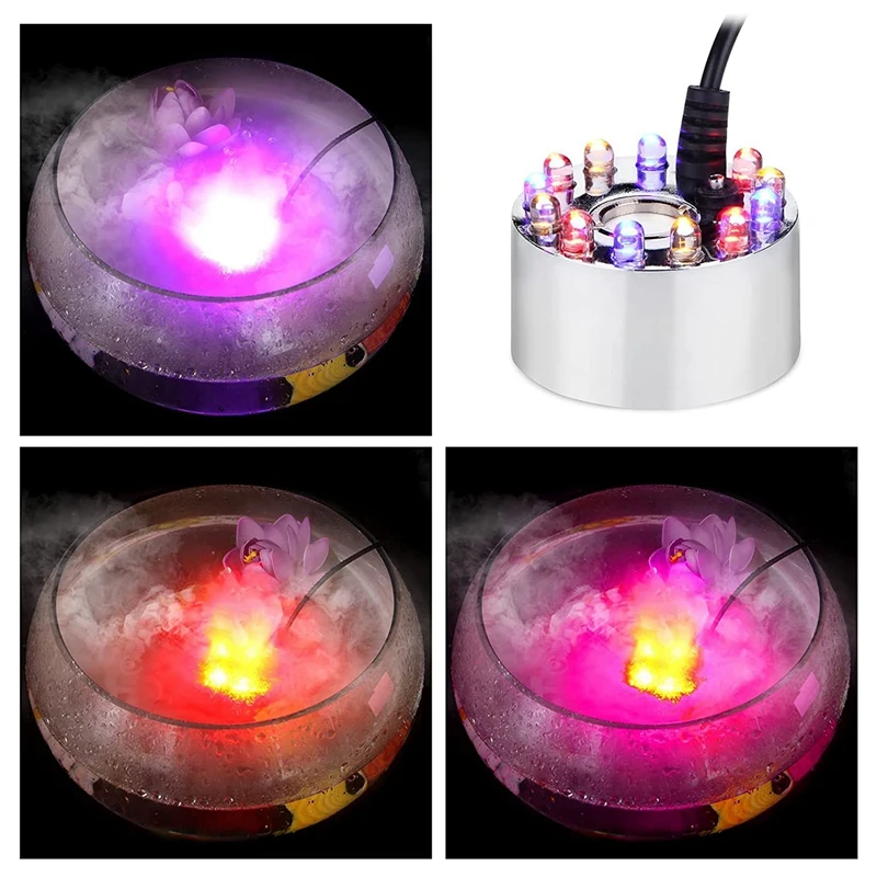 12 LED-uri Colorate Lumina cu Ultrasunete Mist Maker Fogger Fântână de Apă Iaz Decor - 5