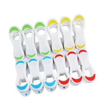 12pcs Windproof Clothespins Plastic Anti-Alunecare Haine de Spălătorie Clipuri pentru Șosete Pătură (Culori Amestecate)
