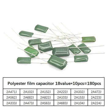 180pcs=18value*10buc film de Poliester condensator Asortate Setul conține 2A104J 2A332J 2A472J 2A103J 2A333J 2A473J 2A563J 2A223J