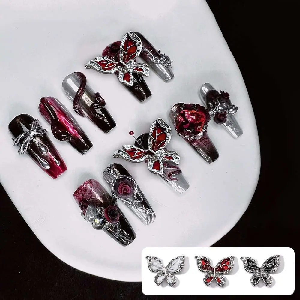 2 buc/set Unghii Consumabile Fluture Decoratiuni de Unghii Alb Roșu Negru de Metal de Unghii Farmece Fluture Unghii Accesorii Aripi de Fluturi - 1
