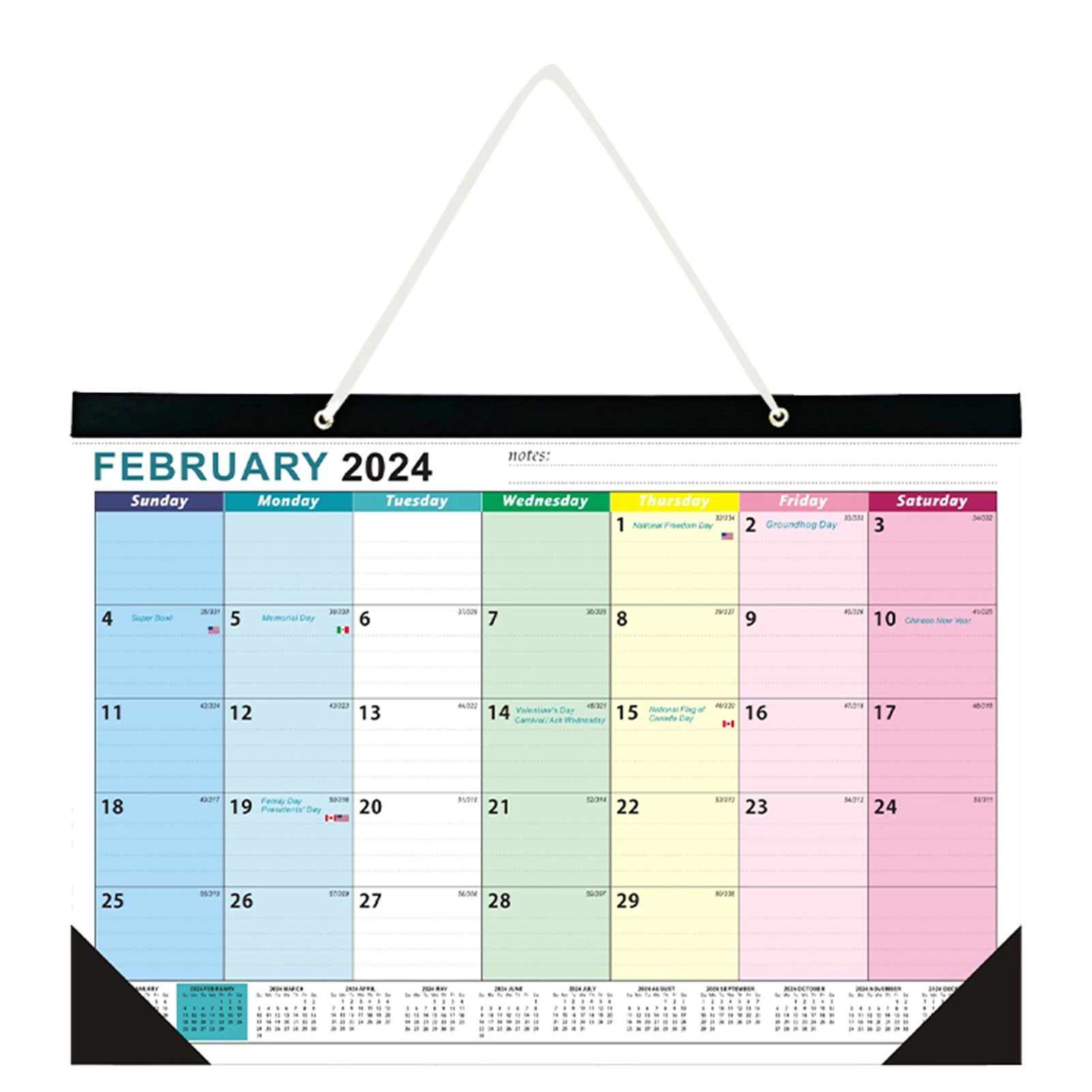 2023-2024 Organizarea Desktop Calendar De Perete Reglementate Blocuri Camera De Zi 18 Lunare De Culoare Amestecat Cu Cârlig Agățat De Birou De Familie - 0