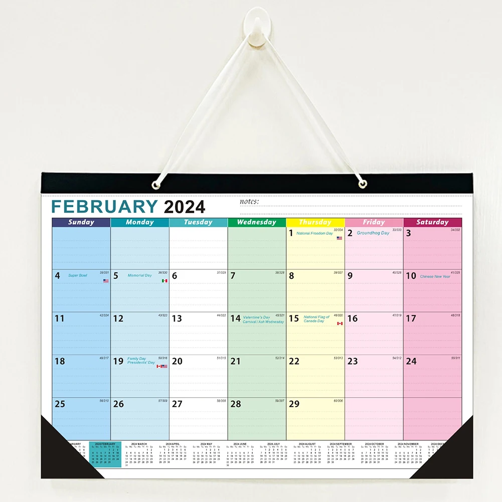 2023-2024 Organizarea Desktop Calendar De Perete Reglementate Blocuri Camera De Zi 18 Lunare De Culoare Amestecat Cu Cârlig Agățat De Birou De Familie - 5