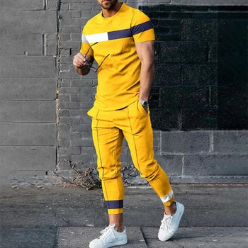 2023 Bărbați Sport Set tricou cu Pantaloni 2-Piesă Casual Sport Fitness Respirabil, Confortabil pentru Bărbați Îmbrăcăminte Mare