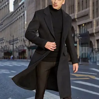 2023 Bărbați Stil Britanic Haină de Lână Nouă Casual Rever Singur Pieptul Tineret Palton de lungime medie Slim cu Maneca Lunga Trench Jacket