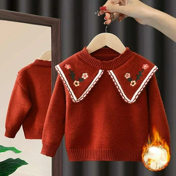 2023 Fete Pulover Pulover Haina Noua de Primavara Toamna pentru Copii Baby Tricotate Pulover Maneca Lunga Fete Îmbrăcăminte 4-12 Ani H04