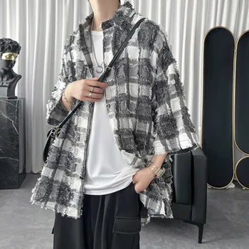 2023 Maneca Scurta Gri Bluza Carouri Japonez Harajuku Moda Camasa pentru Barbati Femei Casual Streetwear Topuri Imprimate Haine