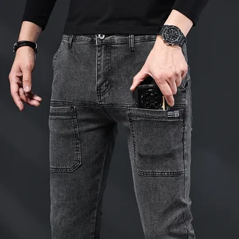 2023 Noi Barbati Slim Jeans Stretch Skinny Buzunar Multi Designer de Moda Denim Pantaloni sex Masculin Brand de Haine, Pantaloni Streetwear