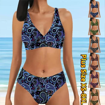 2023 Noi de Vara pentru Femei Design Nou Tipărite de costume de Baie Femei costum de Baie Sexy Moda Vrac Talie Mare Beachwear Două piese Bikini
