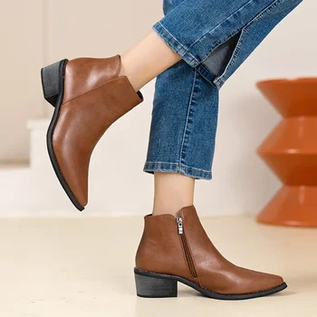 2023 Primăvară și de Toamnă Nou Stil Britanic Subțire și Subțire pentru Femei Cizme a Subliniat Toe Subțire cu Fermoar Lateral Negru Nud Cizme Femei pantofi