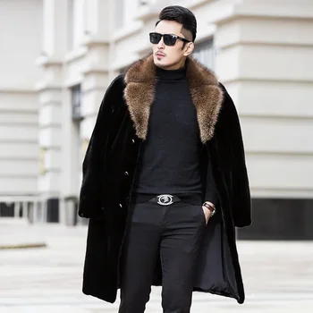 2023 iarna barbati nou întreaga haină de blană de Nurcă lungime de mari dimensiuni imitație costum șanț guler coreeană de moda de lux barbati jacheta