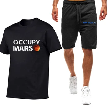 2023 noi bărbați SpaceX de imprimare de moda SpaceX maneci scurte de vară lumina respirabil T-shirt, pantaloni de trening de înaltă calitate costum casual