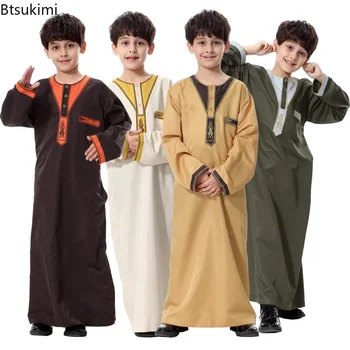 2024 Moda Musulmană Adolescent Îmbrăcăminte Islam Barbati Vara Iarna Ramadan Eid Rugăciune Înaltă Calitate Elengance Petrecere Băiatului Halat de Caftan