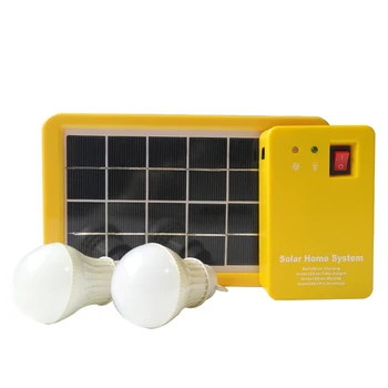 3W 1Set Panou Solar Light 2 Bec Kit Sistem Solar de Economisire a Energiei Lumina Solara Reincarcabila cu LED Galben
