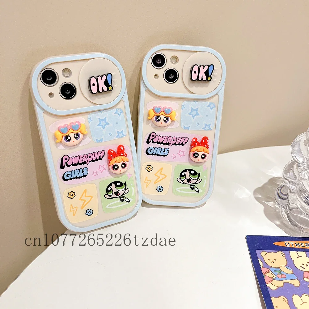 3D Papusa Drăguț P-Powerpuff Girls Telefon Caz pentru Iphone 11 12 13 14 15 Pro Max XS XR Moda Noua Ins Y2k - 0