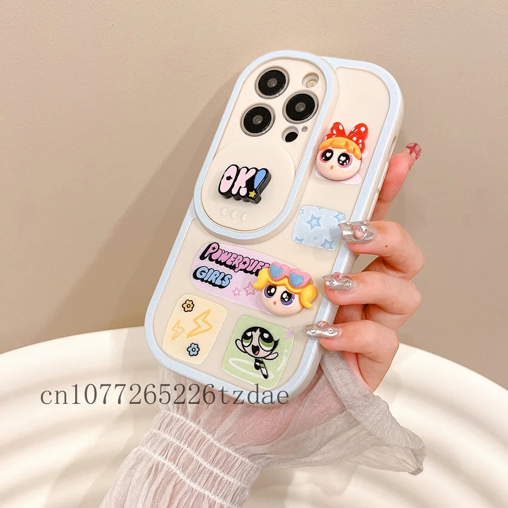 3D Papusa Drăguț P-Powerpuff Girls Telefon Caz pentru Iphone 11 12 13 14 15 Pro Max XS XR Moda Noua Ins Y2k - 1