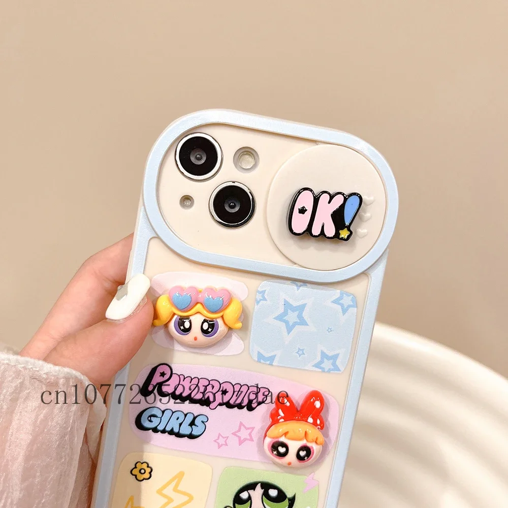 3D Papusa Drăguț P-Powerpuff Girls Telefon Caz pentru Iphone 11 12 13 14 15 Pro Max XS XR Moda Noua Ins Y2k - 3