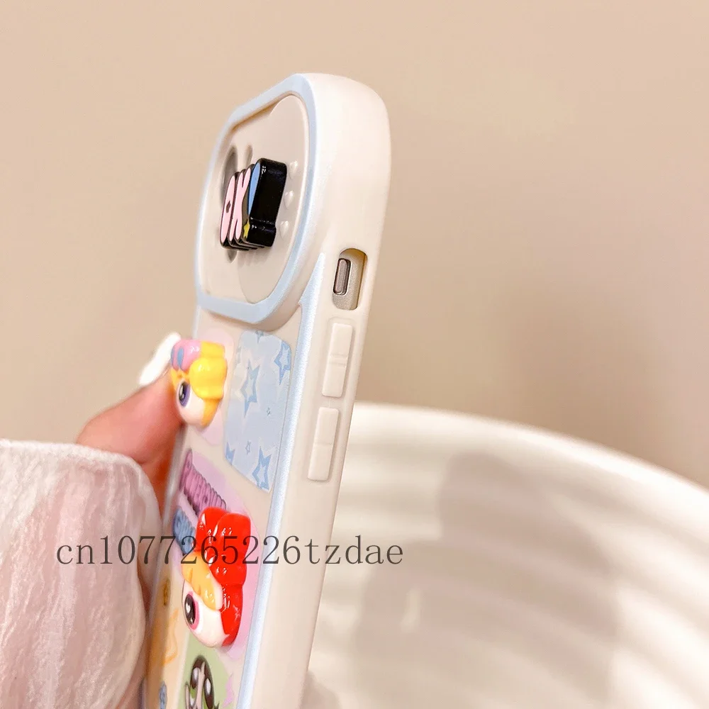 3D Papusa Drăguț P-Powerpuff Girls Telefon Caz pentru Iphone 11 12 13 14 15 Pro Max XS XR Moda Noua Ins Y2k - 4