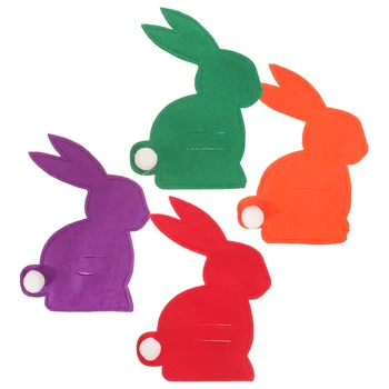 4BUC Bunny Tacâmuri Saci de Paști Tacamuri Acoperă Furculiță Lingură Mâneci