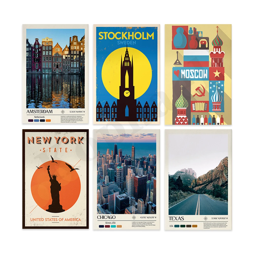 Amsterdam Texas, Chicago, New York Wyoming Argentina Bangkok, Berlin, Moscova, Los Angeles, Londra, Istanbul. Urbanism Călătorie Poster - 4