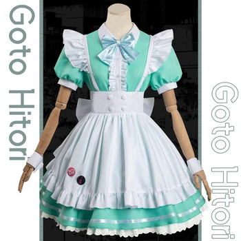 Anime Bocchi rock Pentru că Goto Hitori Cosplay Bocchi Drăguț Verde uniformă de Menajeră Costum de sex Feminin SS