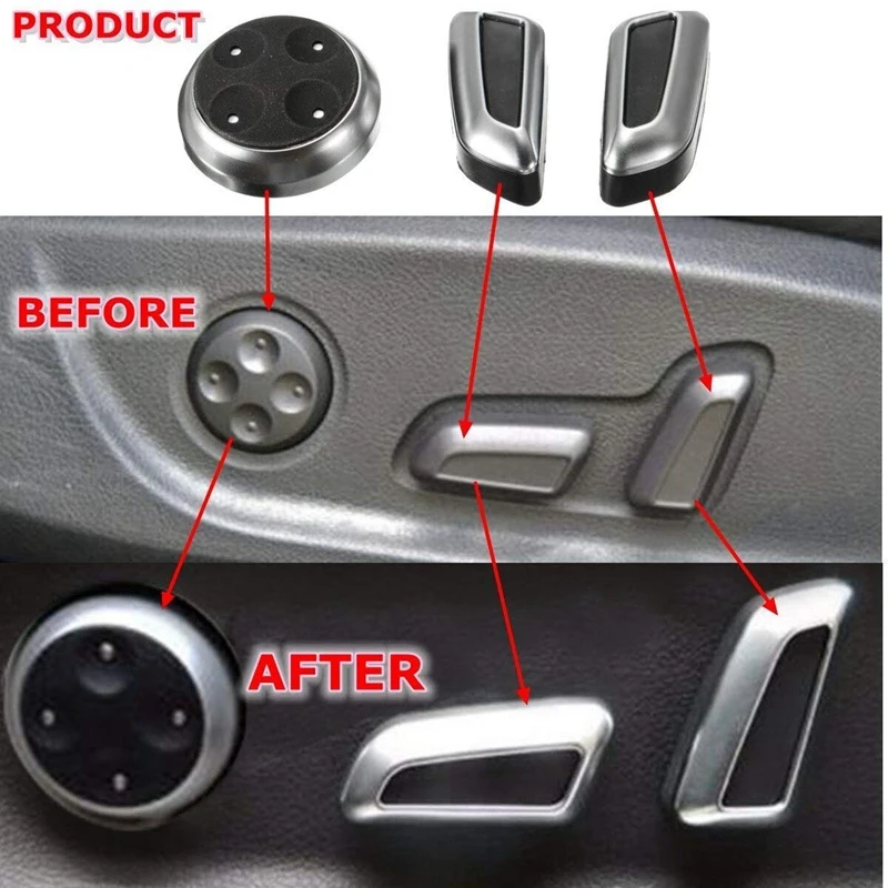 Auto Styling Interior Auto Seat Butonul de Reglare a Comutatorului de Acoperire Tapiterie Decorative pentru A4 B8 A6 C6 C7 A5 A7 Q5 Q3 - 4