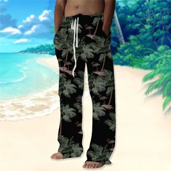 Barbati Pantaloni Pantaloni de Vara Plaja Pantaloni Animal Copac de nucă de Cocos Confortabil Casual de zi cu Zi Hawaiian Designer