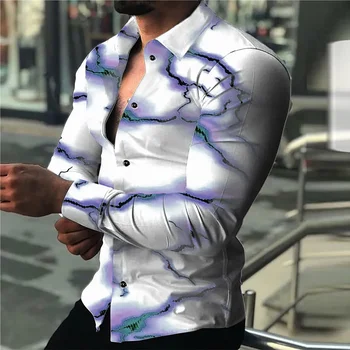 Barbati Tricou Orbitor 3D Imprimate Designer Strada Îmbrăcăminte Casual Buton-Jos de Moda Topuri Elegante Barbati Maneca Lunga Tricou Sociale
