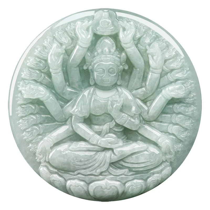 Birmanez De Jad Guanyin Pandantiv Moda Amuleta Designer De Bijuterii Real Naturale Mână Sculptură Colier Jadeit Verde Pietre Pretioase De Smarald - 4