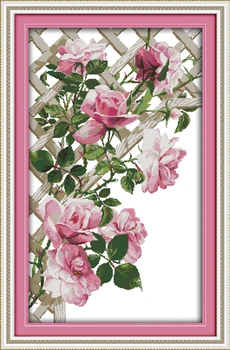 Bucuria duminică Pre-tipărite goblen Kit Easy Model Aida Ștampilată Material Brodat Set-Trandafiri Roz
