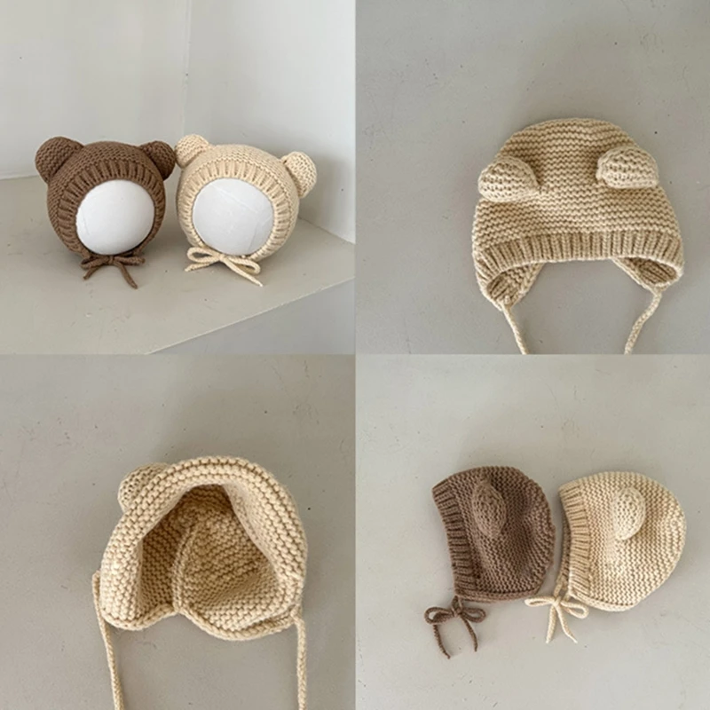 Caldă și Confortabilă Copii Băiat Knit Beanie cu Urechi de Urs, Desene animate pentru Fete Tricotat Pălărie Moale dedicat pentru Toamna Iarna - 3