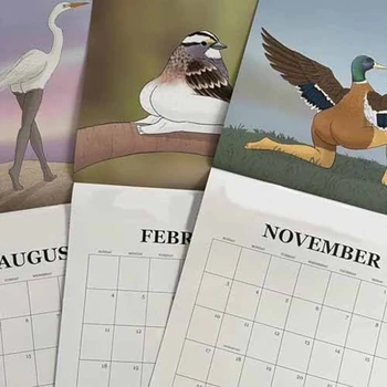 Calendar Extrem De Precis Păsări Calendar De Perete Jan. 2024 - Dec. 2024,12 Lunar Păsări Agățat Planificator Calendar Ușor De Utilizat
