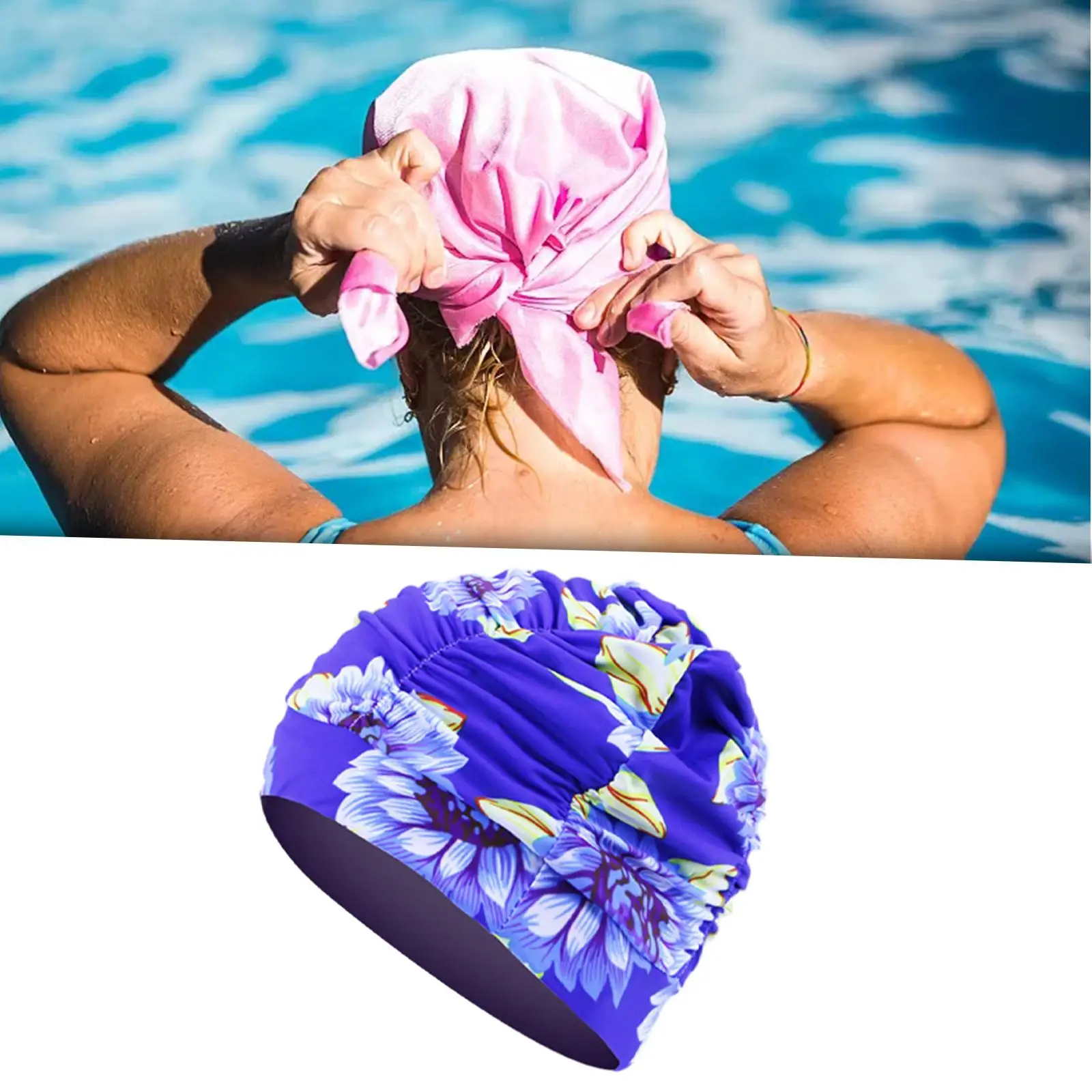 Capac de înot Respirabil Moale Înot Accesorii pentru Par Lung Adulți Femei - 3