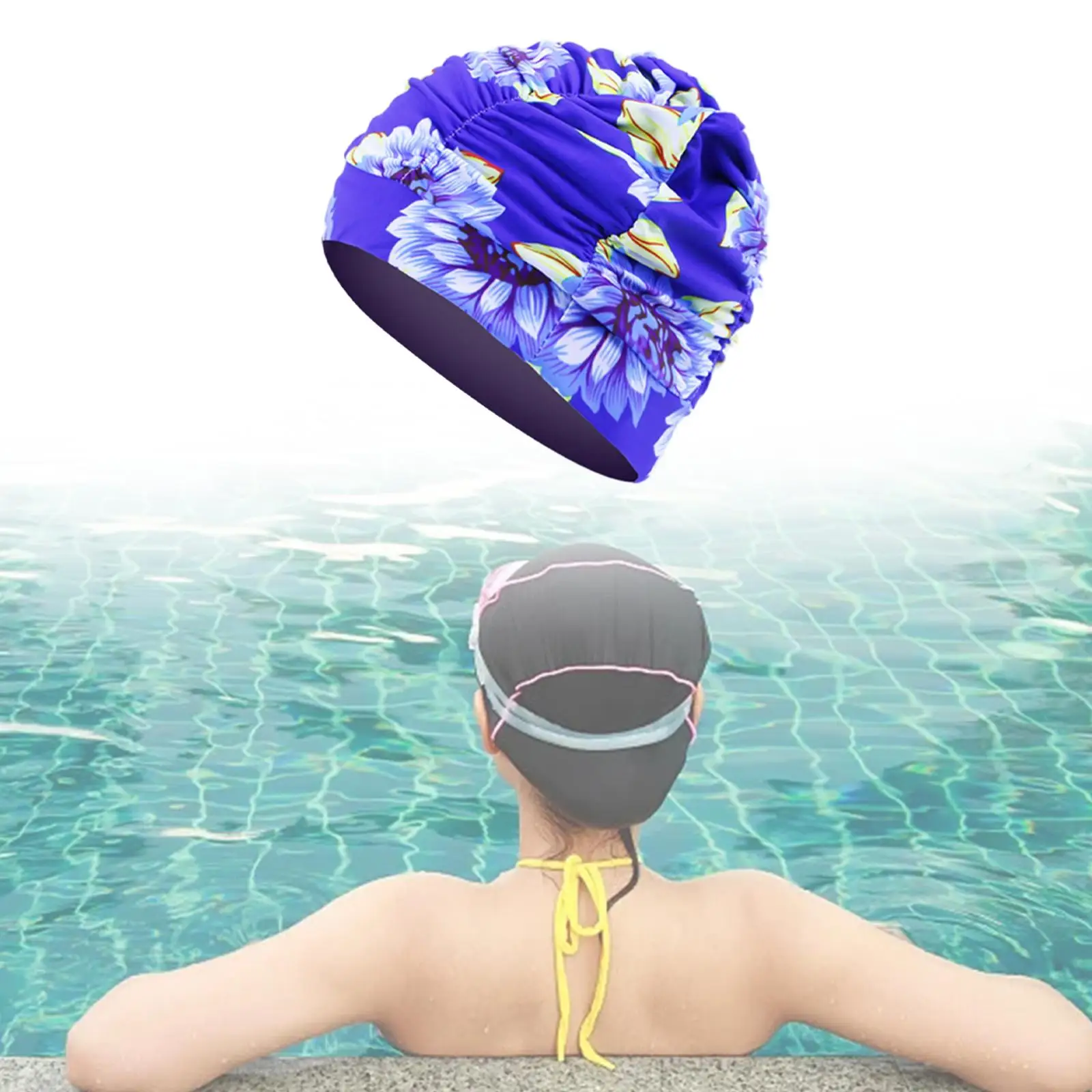 Capac de înot Respirabil Moale Înot Accesorii pentru Par Lung Adulți Femei - 4