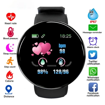 Ceas inteligent D18 Bărbați Tensiunii Arteriale Smartwatch rezistent la apa Femei Monitor de Ritm Cardiac Fitness Tracker Ceas Sport Pentru Android IOS