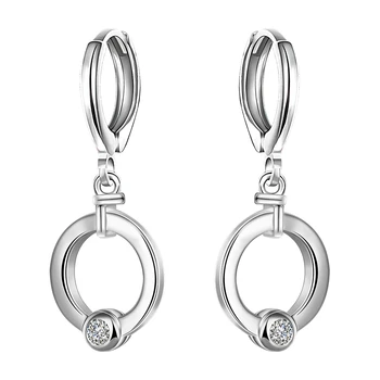 Cel mai bun-de vânzare stil clasic 925 de bijuterii de argint simplu și elegant doamnelor rotund CZ temperament cercei accesorii