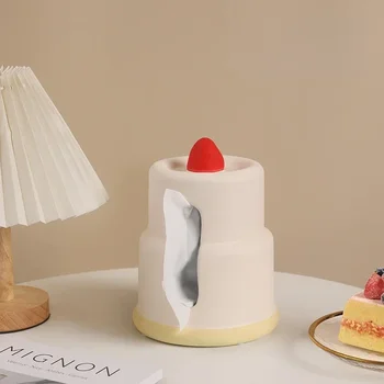 Ceramica Cutie De Tesut Căpșuni Forma De Tort Tort De Desene Animate Desktop Acasă De Depozitare Suport Pentru Prosop De Hârtie Suport De Servetele Decor Acasă