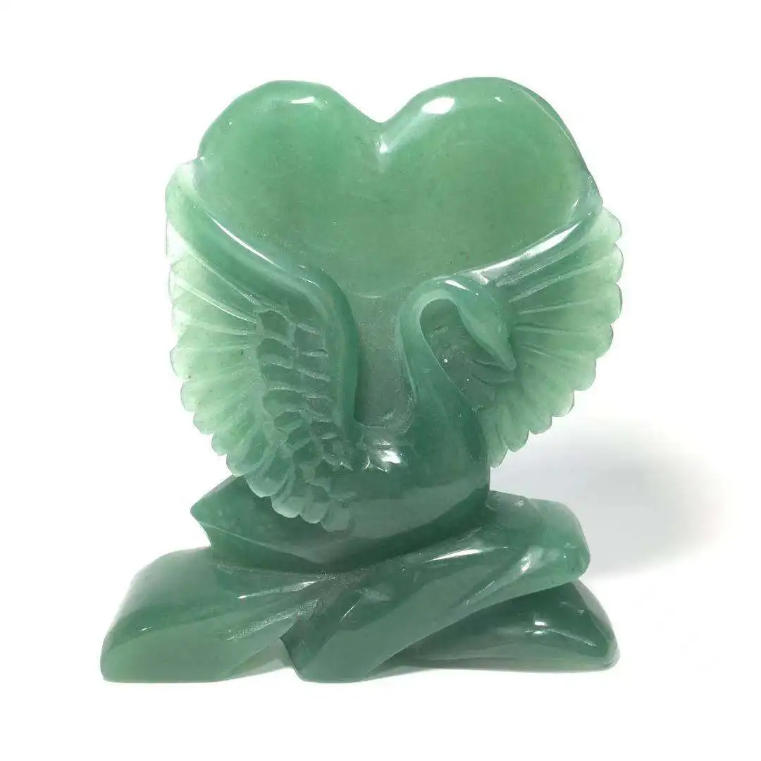 Cristal Sculpturi Aventurin Verde de Cristal Sculptate Animale de Lebădă Pentru Darul de Vindecare YHM - 0