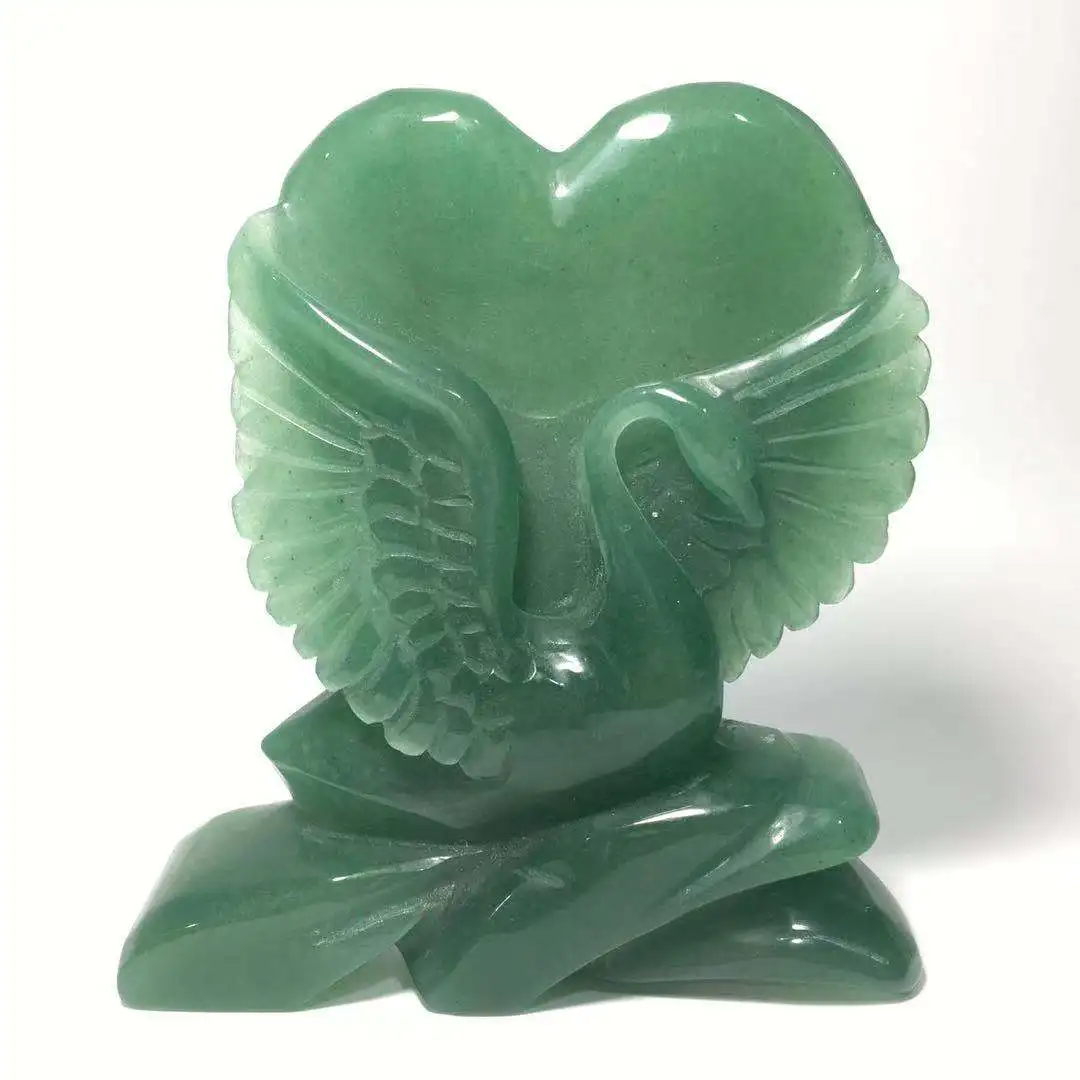 Cristal Sculpturi Aventurin Verde de Cristal Sculptate Animale de Lebădă Pentru Darul de Vindecare YHM - 1