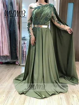 De lux, Haute Couture Rochie de Mireasa Pentru Femei Partidului Verde Smarald Maneca Lunga O Linie Rochie Mama Miresei Mirele MY81100