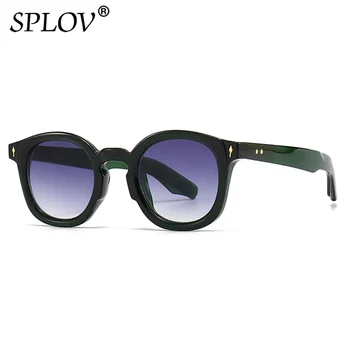 De lux Rotund ochelari de Soare Barbati Femei Moda Gradient de Conducere Nuante Trendy Verde Vintage Ochelari de Nituri Ochelari de Soare UV400