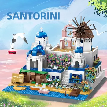 Faimosul Arhitectura Moderna Grecia Santorini Bloc Asambla Modelul Egee Cărămizi Colectare Jucării pentru Cadouri