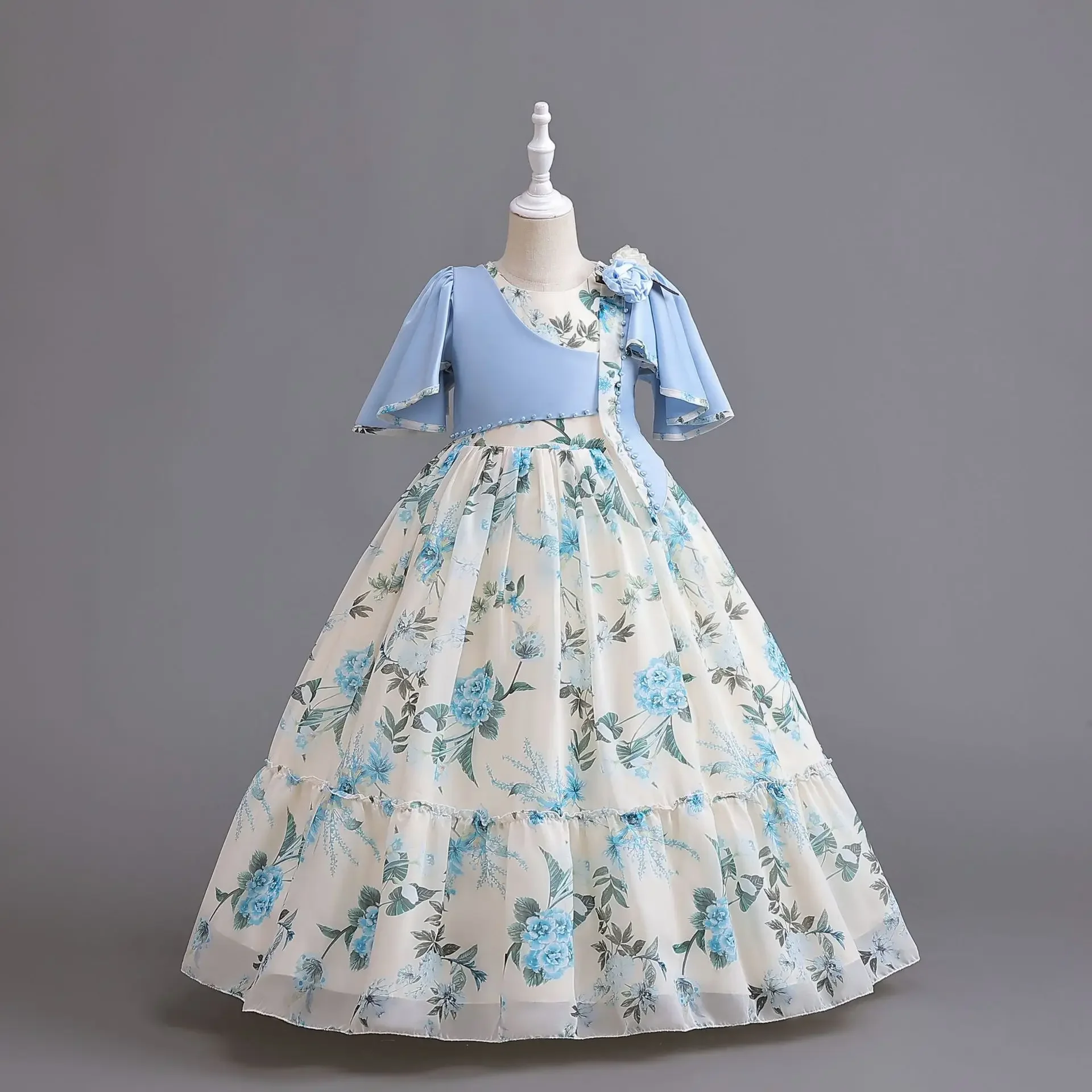 Fata rochie de printesa Nou Sifon Stil Retro Western Fete Rochie de Petrecere Potrivite pentru Fotografia de Călătorie Mare de Copii Rochie - 3