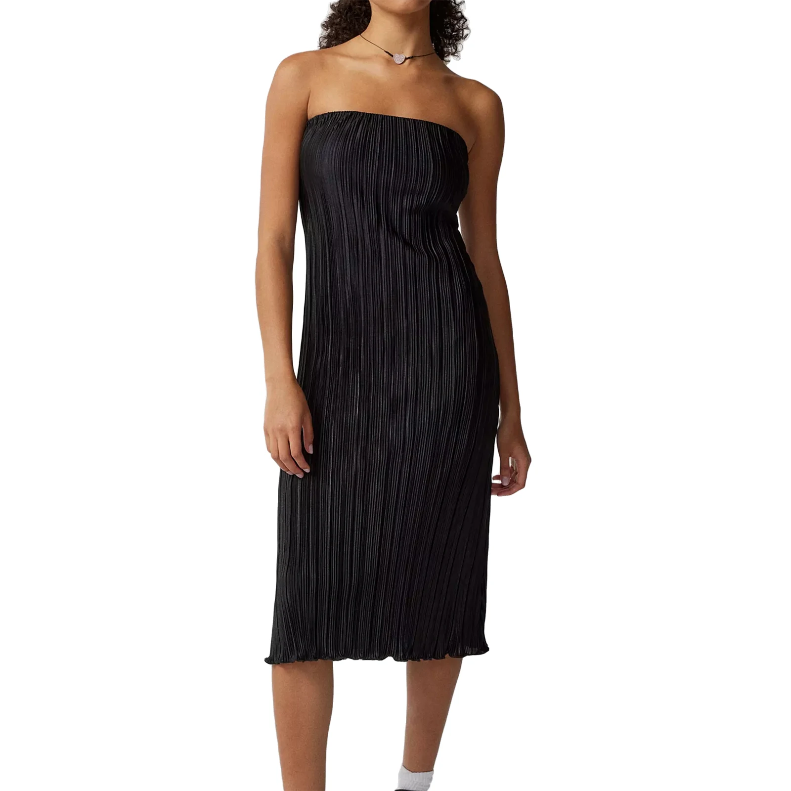 Femei Top Dress Strapless Fără Mâneci Culoare Solidă Cutat Rochie De Vară Pe Plajă - 0