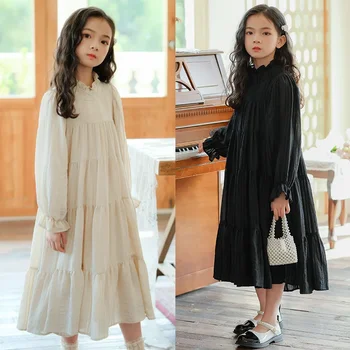 Fete Dress Toamna Anului 2024 Nou La Mijlocul Lungime Copiilor Dulce Plasă De Îmbrăcăminte Pentru Copii Supraetajat-Zburli Elegant Prinți Rochie, #7505