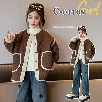 Fete din bumbac pentru îmbrăcăminte de iarnă nou versiunea coreeană de îmbrăcăminte pentru copii lumina calda de bază umflat jacheta fete haina de iarna