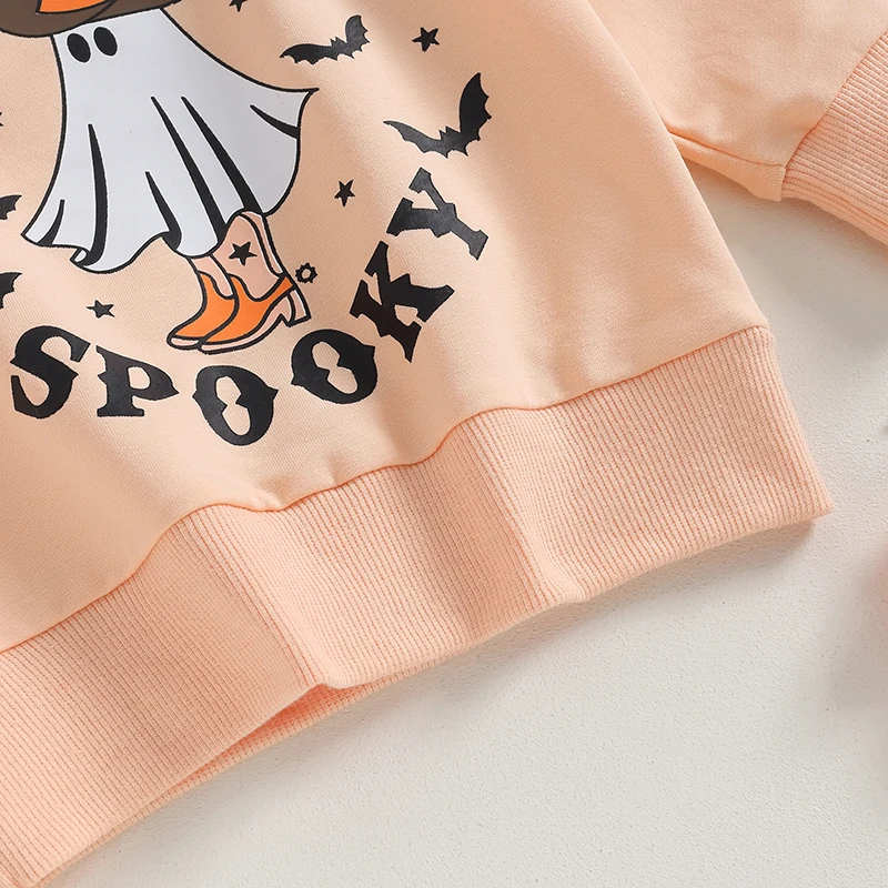 Fetita Halloween Bluze Cu Maneca Lunga Echipajul Gât Fantomă Scrisoare De Imprimare Pulovere Copilul Haine Groase - 3